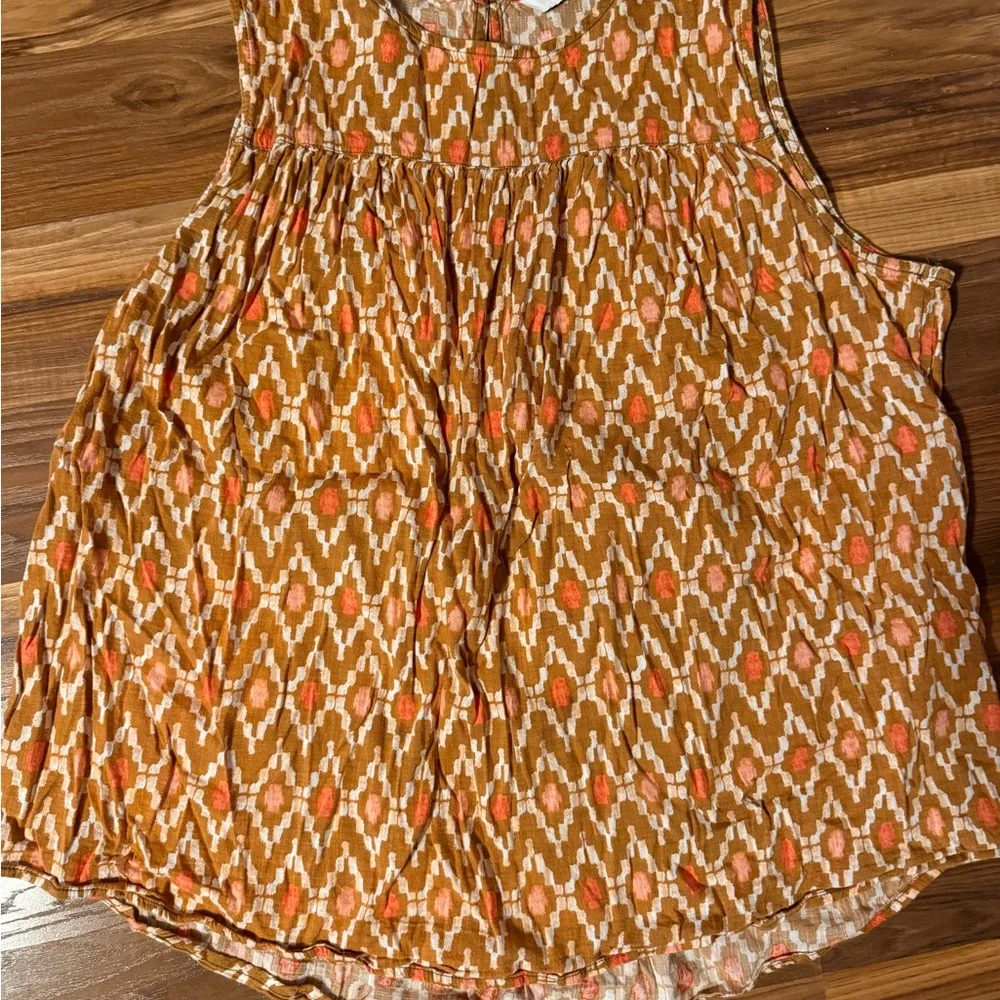 Sonoma Orange and White Patterned baby doll top - Picture 3 of 6